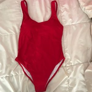Red one piece swimsuit